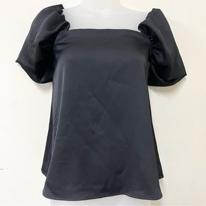 Club Monaco Malaina Black Puff Sleeve Top Size 2